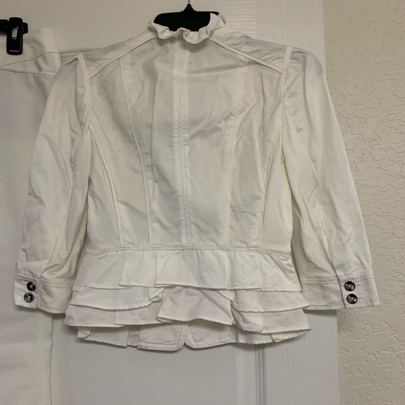 White House Black Market White Pantsuit Pants Full-Length Textured Fabric - Picture 4 of 6